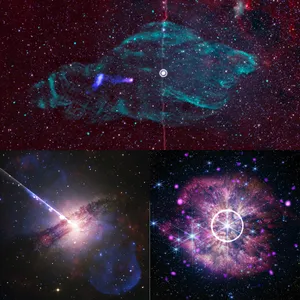 Picture of the mNatee nebula, Centaurus A, and WR 124.
