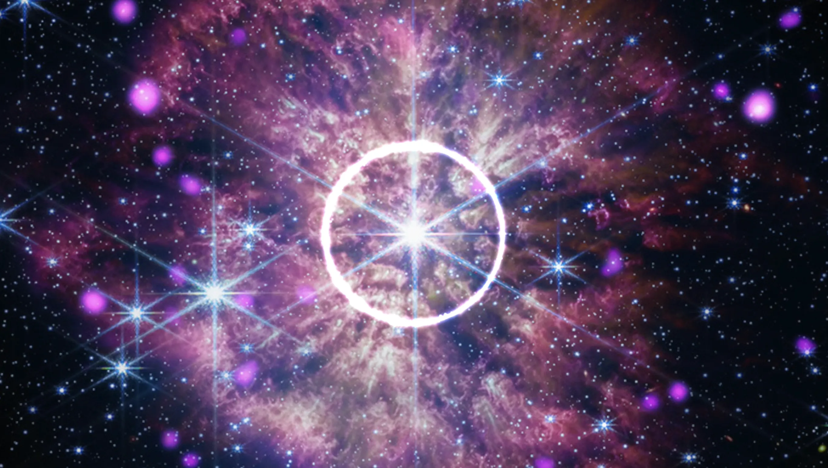 An image of the nebula creted by Wolf-Rayet star WR 124.